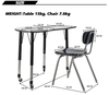 WANGLI Mobile Kidney-Shape Activity Table with Locking Casters & Dual-Finish Legs, Flexible Modular Desk with Chair, School Furniture