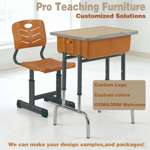 WANGLI Adjustable Student Desk and Chair Set with Large PP Storage Box & Dual-Finish Round Legs, School Classroom Furniture