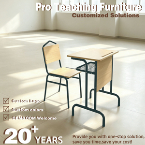 WANGLI Classic Fixed Height Student Desk And Chair Set with Drawer-Style Wire Basket & Front Panel, Durable School Furniture