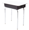 WANGLI Modern White Student Desk with Polished Electroplated Legs & Impact-Resistant PP Storage Box, School Classroom Furniture