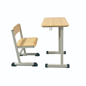 WANGLI Fixed Height Minimalist Student Desk and Chair Set with Wood Panels & Front Privacy Panel, School Furniture