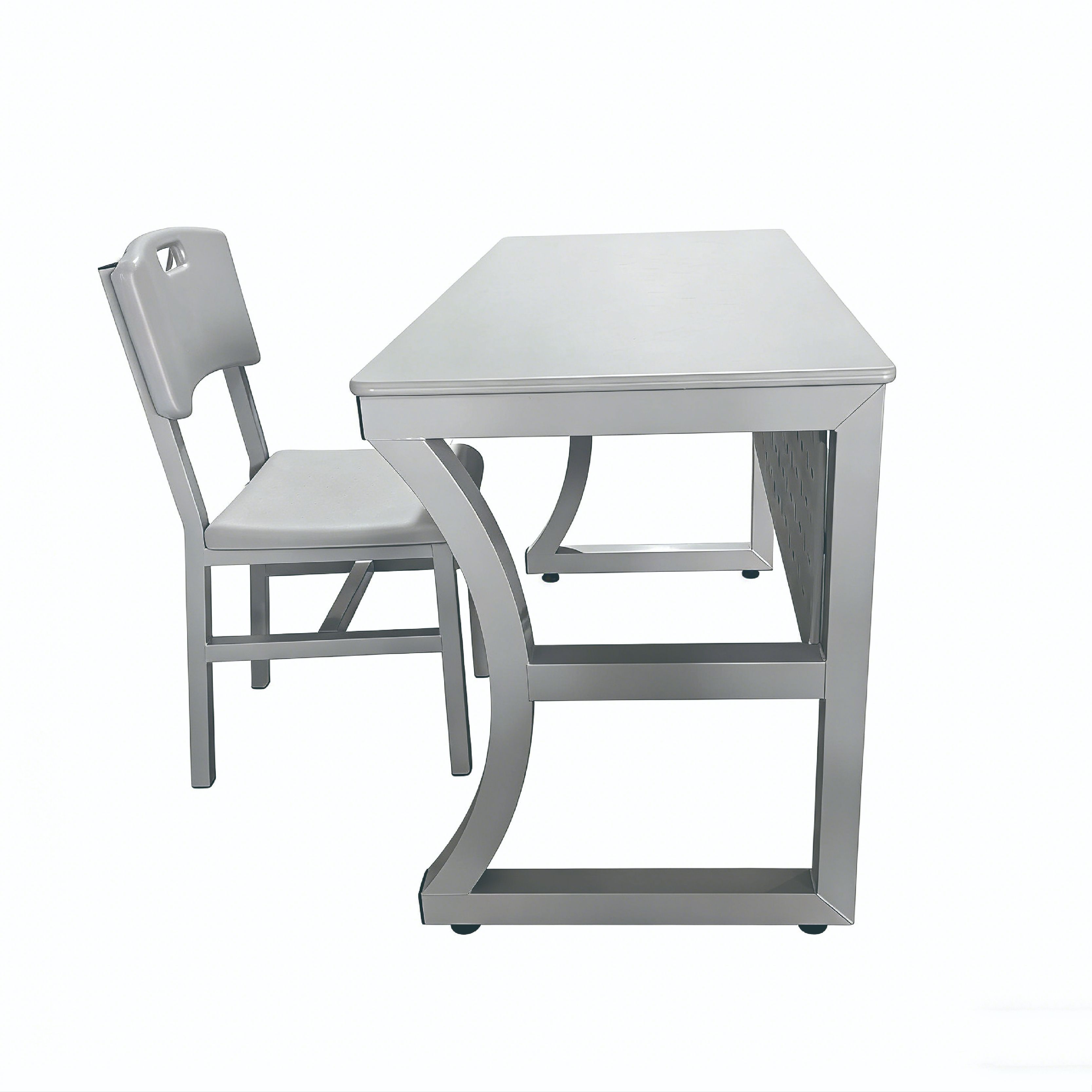 WANGLI Modern Long Study Desk with 6-Cube Storage & Blow-Molded Plastic Build, Combined School Table And Chair Set