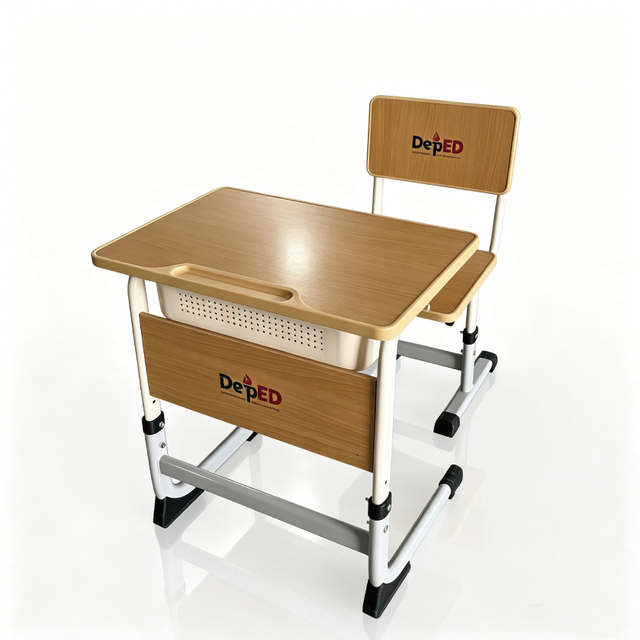 Adjustable Wooden Student Desk Chair Set DepED Standard, Philippine School Government Tender Classroom Furniture