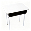 WANGLI Modern White Student Desk with Polished Electroplated Legs & Impact-Resistant PP Storage Box, School Classroom Furniture