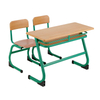 WANGLI Classic Retro Green 1100mm Double Student Desk and Chair Set with Cantilever Frame & Wood Panels, School Classroom Furniture