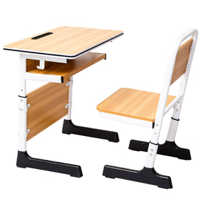 WANGLI Adjustable Student Desk And Chair Set with Pull-out Storage Shelf & Privacy Panel, Height Adjustable School Classroom Furniture