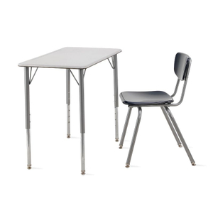 WANGLI Adjustable Large Student Desk and Chair Set with Molded Wood Top & Dual-Finish Legs, School Classroom Furniture
