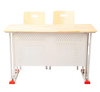 WANGLI 1200mm Double Student Desk and Chair Set with Solid Oak Finger-Joint Top & Perforated Steel Panel, OEM/ODM School Furniture