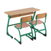 WANGLI Classic Retro Green 1100mm Double Student Desk and Chair Set with Cantilever Frame & Wood Panels, School Classroom Furniture
