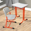 Modern Ergonomic Study Desk with Vibrant Orange Frame