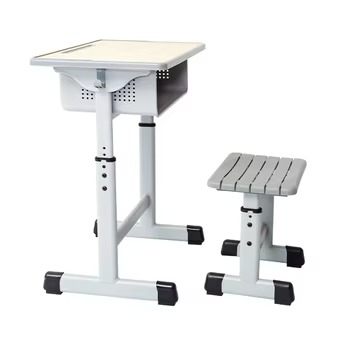 Height Adjustable Desk And Stool Combo with Book Box