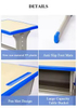  Backless Adjustable Student Desk and Stool Set with Blue Edge