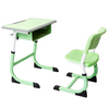 Adjustable Height C-Frame Student Desk Chair Set | Green Wood Top with Plastic Drawer & Dual Color Steel Frame