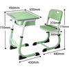 Adjustable Height C-Frame Student Desk Chair Set | Green Wood Top with Plastic Drawer & Dual Color Steel Frame