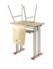 Wholesale OEM ODM School Furniture Nordic Style Double Column Lift Student Desk Chair Set, Curved Plywood Chair Metal Book Basket Classroom Writing Table