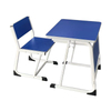 Classic Student Desk Chair Set | Blue Laminate Top White Steel Frame School Desk with Side Panel