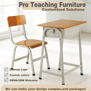 Khaki Wooden Board Desk And Chair