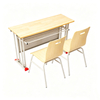 WANGLI 1200mm Double Student Desk and Chair Set with Solid Oak Finger-Joint Top & Perforated Steel Panel, OEM/ODM School Furniture