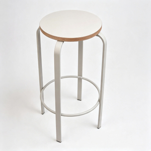 WANGLI Modern Minimalist Round Stool with Premium Plywood Top & Reinforced Footrest, Versatile Lab/Art/Library Stool