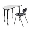 WANGLI Mobile Kidney-Shape Activity Table with Locking Casters & Dual-Finish Legs, Flexible Modular Desk with Chair, School Furniture