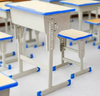  Backless Adjustable Student Desk and Stool Set with Blue Edge