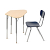 WANGLI Adjustable Polygon Activity Desk and Chair Set with Molded Wood Top & Dual-Finish Legs, Modular School Classroom Furniture