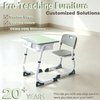 WANGLI Adjustable Student Desk And Chair Set with Steel Storage Box & Under-Chair Mesh Rack, C-Frame School Classroom Furniture