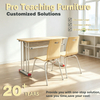 WANGLI 1200mm Double Student Desk and Chair Set with Solid Oak Finger-Joint Top & Perforated Steel Panel, OEM/ODM School Furniture
