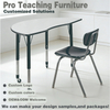 WANGLI Mobile Kidney-Shape Activity Table with Locking Casters & Dual-Finish Legs, Flexible Modular Desk with Chair, School Furniture