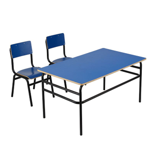 WANGLI Extra-Large 1200x700mm Double Student Desk And Chair Set with Classic Black Round Tube Frame, Heavy-Duty School Furniture