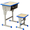  Backless Adjustable Student Desk and Stool Set with Blue Edge