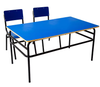 WANGLI Extra-Large 1200x700mm Double Student Desk And Chair Set with Classic Black Round Tube Frame, Heavy-Duty School Furniture