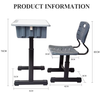 WANGLI Adjustable Student Desk and Chair Set with PP Storage Box, Ergonomic Hollow Back Chair, School Classroom Furniture