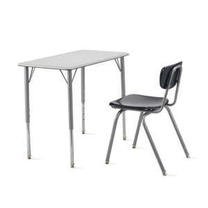 WANGLI Classic Adjustable Wide Student Desk and Chair Set with Dual-Finish Legs, Educational Training Furniture