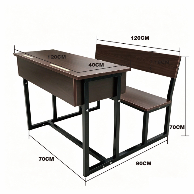 2 Person All-in-One Connected Student Desk Chair Combo, Heavy Duty Metal Frame Double School Classroom Desk with Storage Drawer