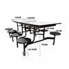 8 Seater Foldable Integrated Canteen Dining Table with Attached Stools, Mobile Half Folding School Cafeteria Table with Lockable Casters for Staff Canteen & School Dining Hall