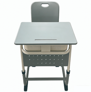 WANGLI Adjustable Student Desk and Chair Set with Breathable Perforated Chair & Blow-Molded Desktop, Modern School Furniture