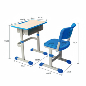 WANGLI Adjustable Student Desk And Chair Set with ABS Edging & Ventilated Steel Storage Box, Modern School Classroom Furniture