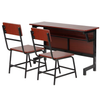 WANGLI 1200mm Double Student Desk and Chair Set with Heavy-Duty Dark Wood Grain Panels, Front Privacy Shield & Hidden Mesh, School Furniture