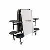 8 Seater Foldable Integrated Canteen Dining Table with Attached Stools, Mobile Half Folding School Cafeteria Table with Lockable Casters for Staff Canteen & School Dining Hall