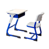Grey Blue Curved Foot Side Hook Desk And Chair